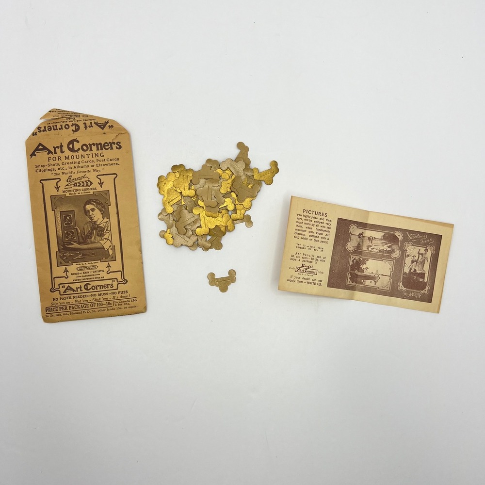Engel Art Gold Mounting Corners Vintage Scrapbook Fancy Style Ephemera Journal